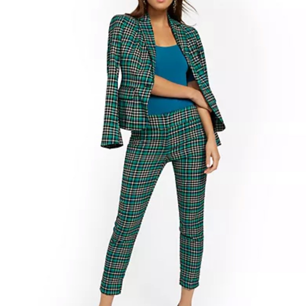 Green Plaid One-Button Jacket - 7th Avenue